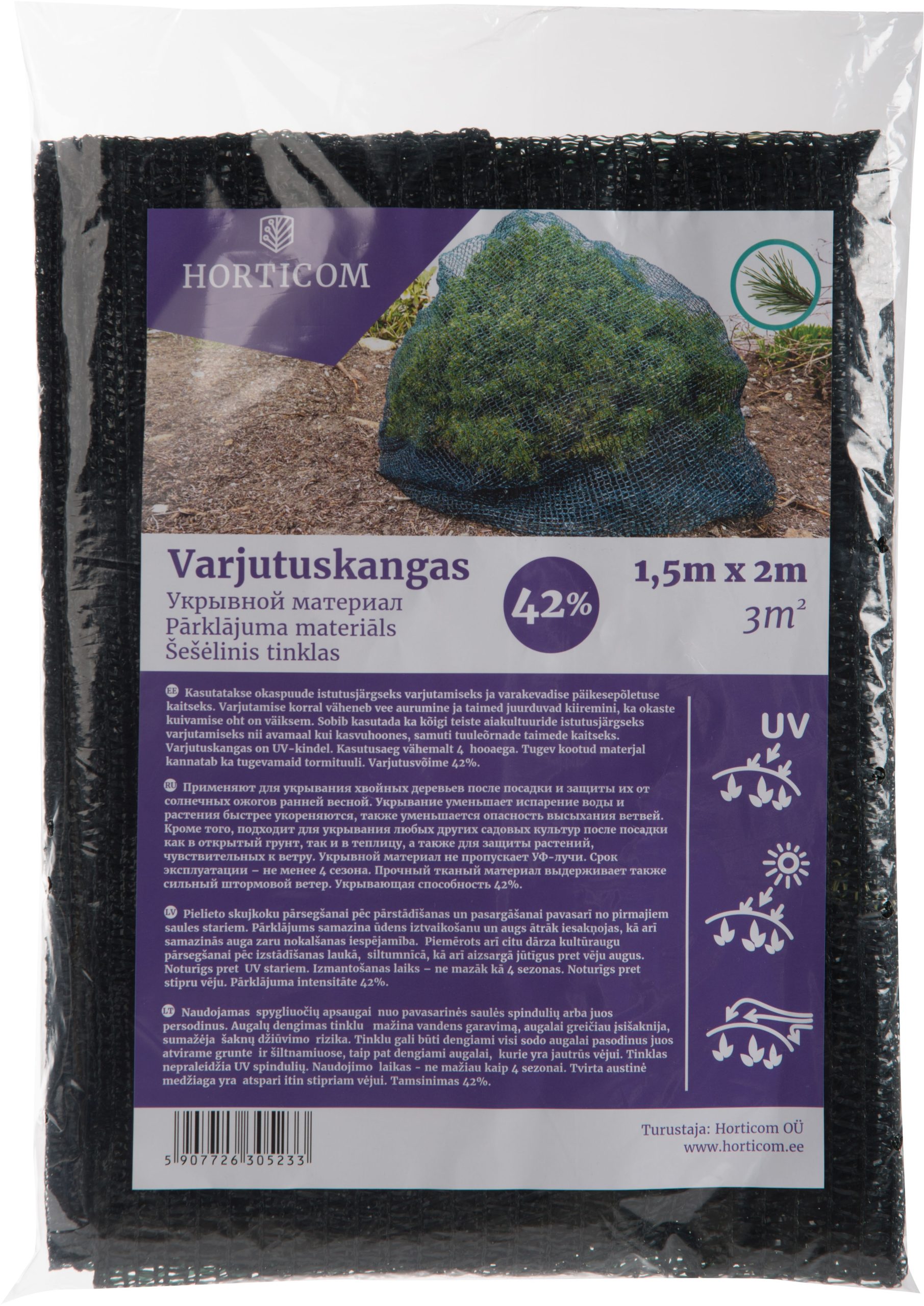 Horticom varjutuskangas (1,5x2m) varjutus 42%