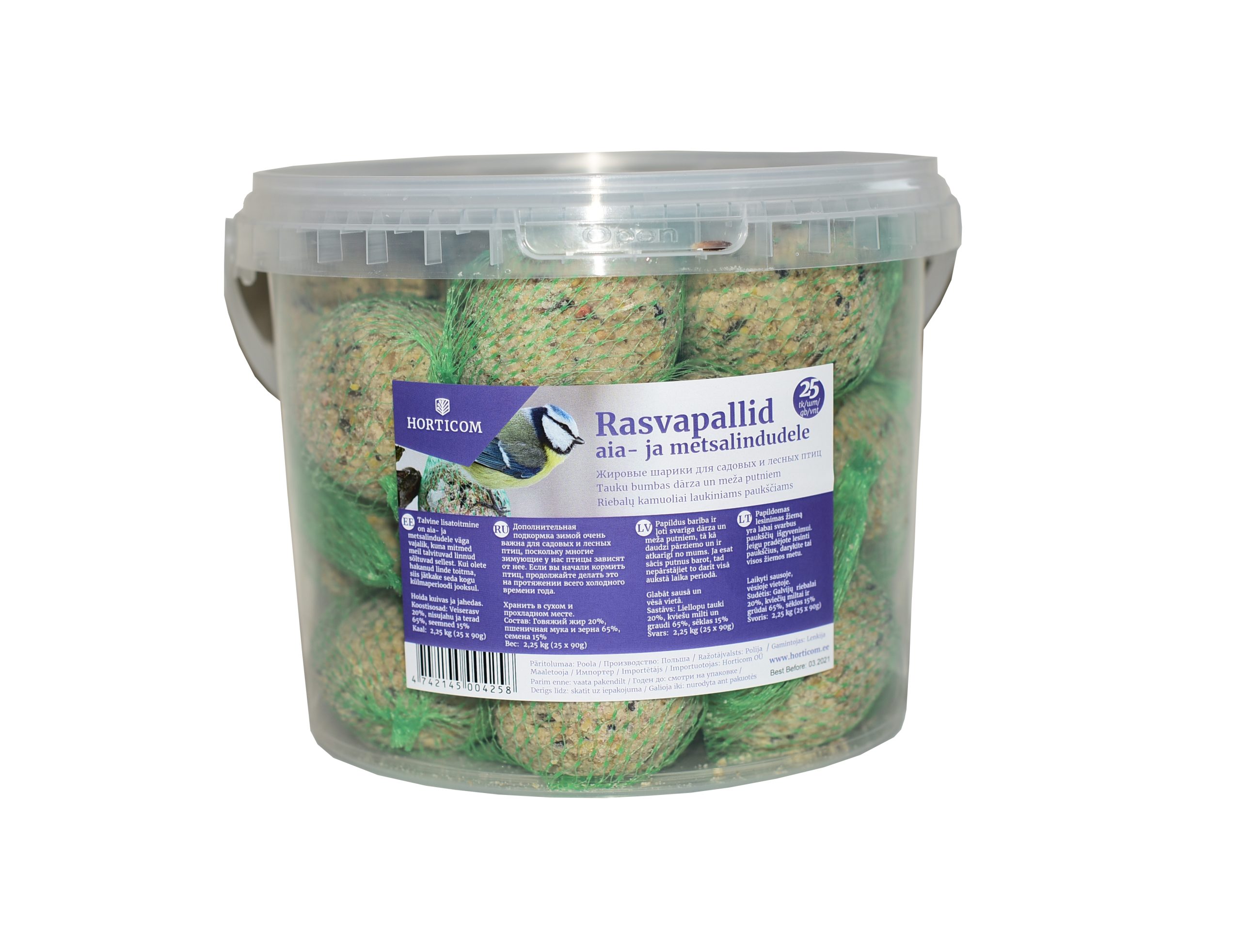 Rasvapallid Horticom ämbris 90gr 25tk