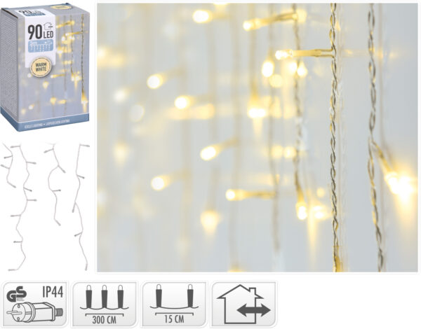 Valguskett rippuv 3m 90 LED soe valge IP44