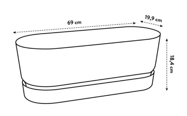 Õuepott Greenville trough long 70cm must