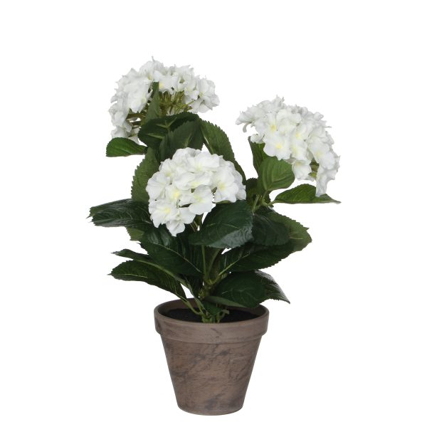 Kunstllil Hortensia valge potis d13,5cm