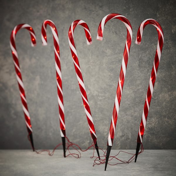 Jõuludekoratsioon Candy Cane 40LED soe valge 60cm IP44 5tk