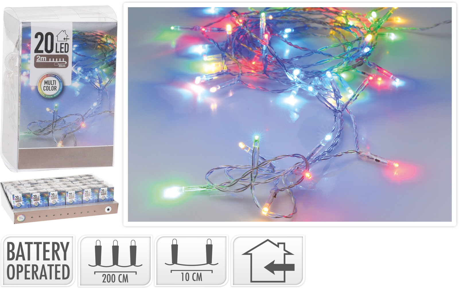 Valguskett 2m 20LED värviline