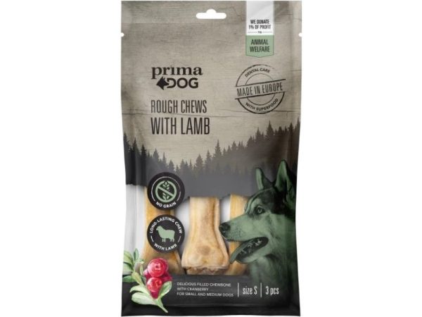 PrimaDog täidisega närimiskont lammas-jõhvikas S,10cm,105g