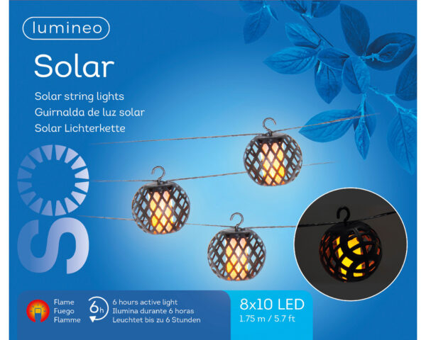 Valguskett solar 1,75m 8x10LED soe valge