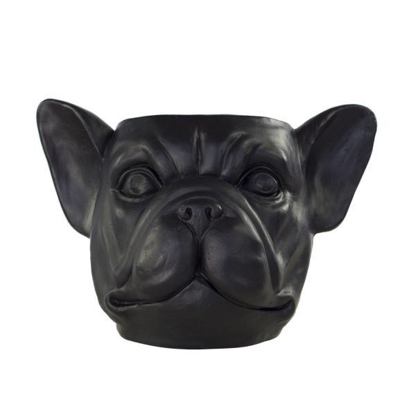 Lillepott Bulldogi pea 22,5x18x15cm must