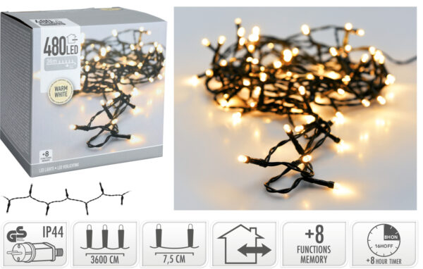 Valguskett 36m, 480LED soe valge IP44
