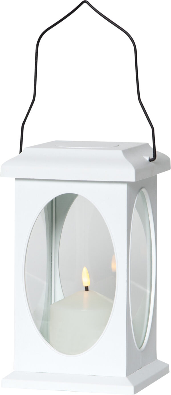 Latern Flamme LED 13,5x h23cm soe valge pat. valge IP44