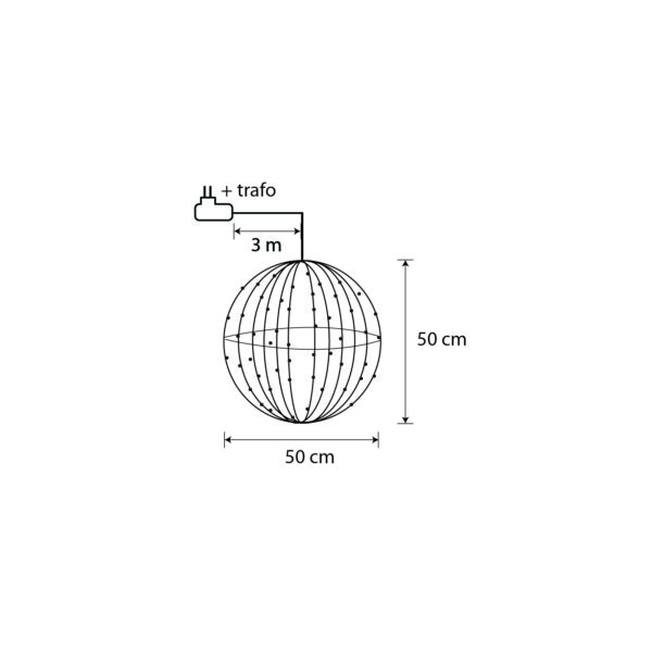 LED kera d50cm 320LED külm valge IP44