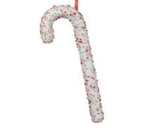 Candy cane valge värviliste pärlitega 3,5×11,5x h30cm