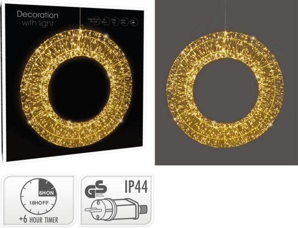 Deko valgustus ring 1440LED, d50cm, soe valge