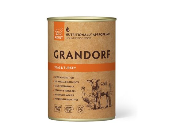 Grandorf konserv koerale vasika- ja kalkunilihaga, 400g