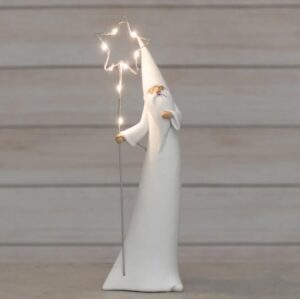 Jõuluvana LED tähega 37,5cm s.valge