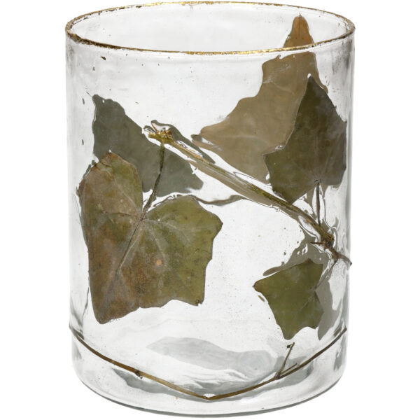 Küünlahoidja lehed 10x10x13cm roheline, klaasist