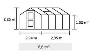 Klaaskasvuhoone Juliana Compact alumiiniumkarkass hall 6,6m²
