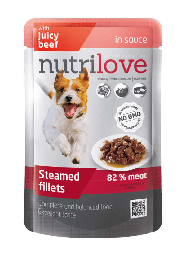 Nutrilove koeraeine aurutatud loomafileed kastmes, 85g