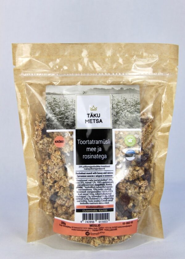 RemedyWay toortatramüsli mee ja rosinaga 300g