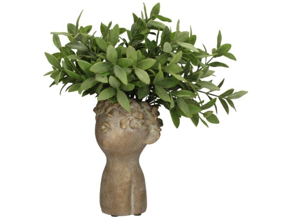 Lillepott nägu lilledega 12x12x18cm kuldne