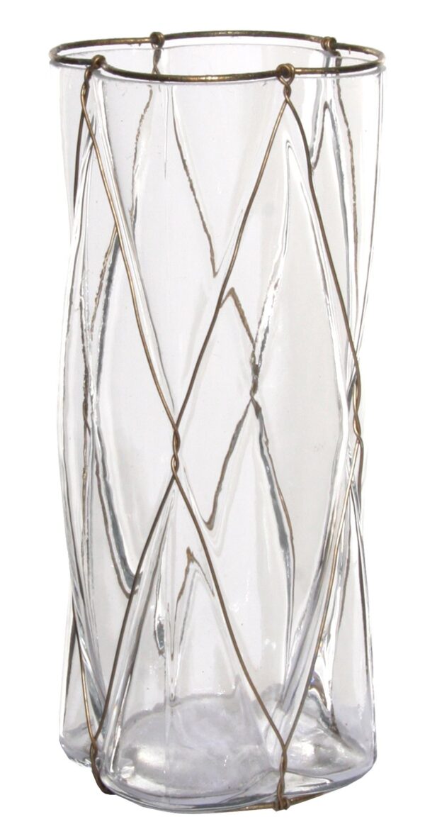 Küünlahoidja kuldvõrguga d8,5x h18,5cm läbipaistev