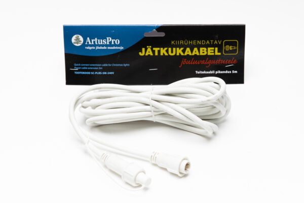 Kiirühendusega toitejuhtme pikendus  5m  - valge kaabel