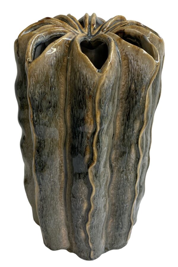 Vaas Shishi silinder 9-nurkne d16x h28cm pruun