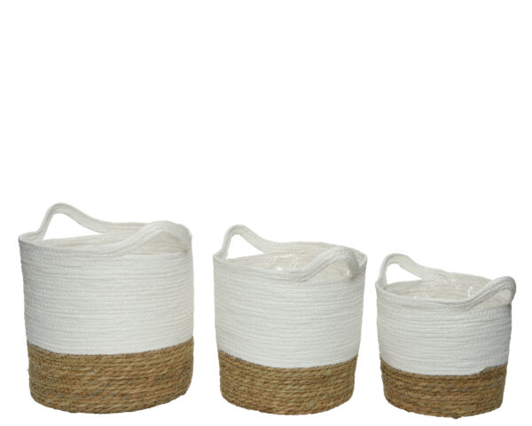 Punutud korv kile sisuga valge d33x h31cm sangadega