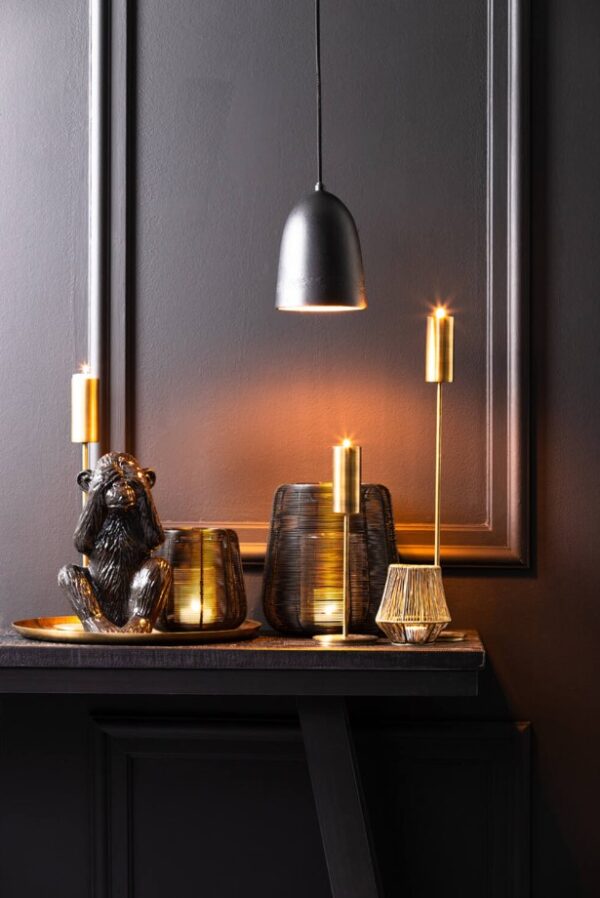 Laelamp Sumero d14x19cm must/kuldne