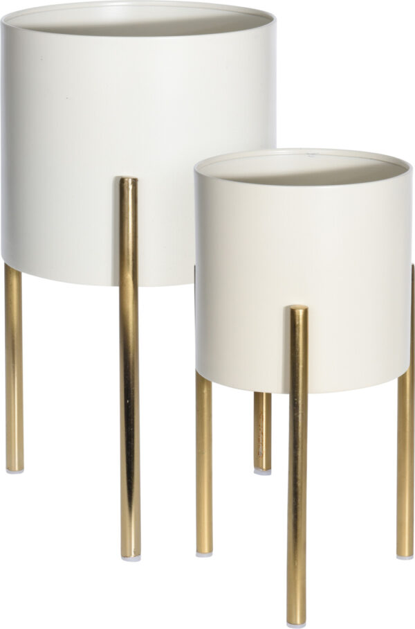 Lillepott jalaga 21x21x36cm kuldne/valge