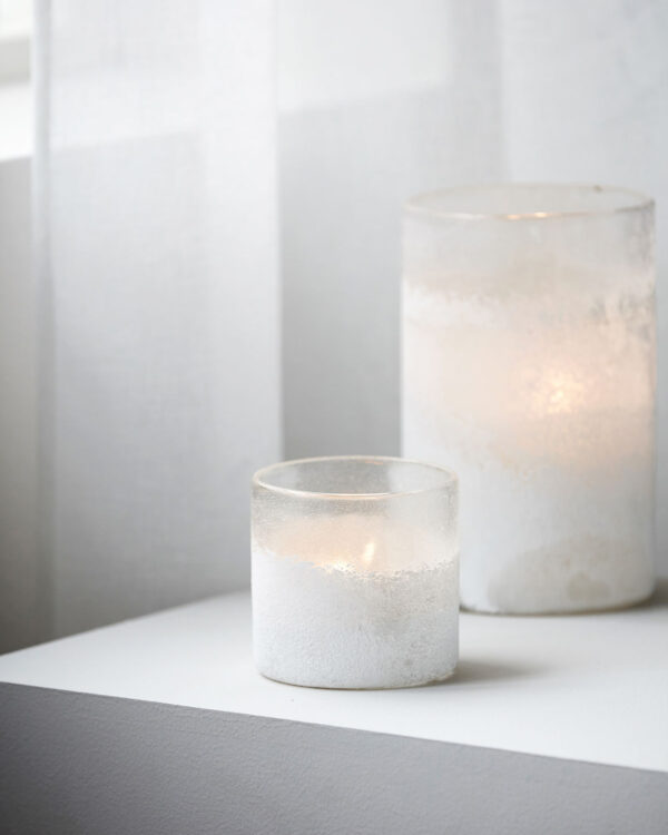 Küünlahoidja Mist d9,5x h11cm valge klaasist