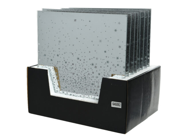 Klaasist alus tähtedega hõbe 20x 20cm