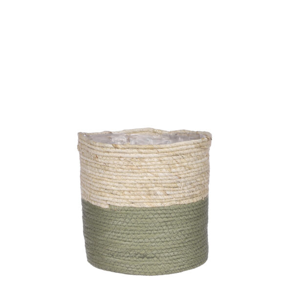 Punutud korv Rachel roheline/pruun h21x d21cm