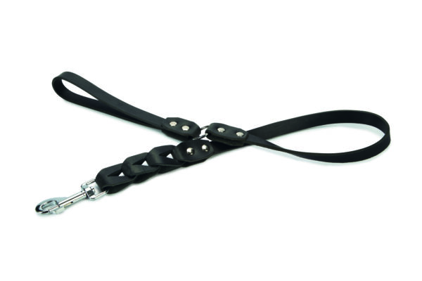 Beeztees jalutusrihm koerale 110cm x18mm must nahast connex