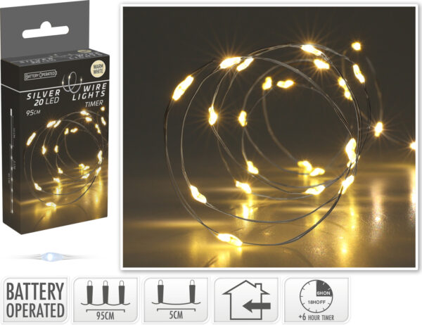 Led valguskett 95cm soe valge, patareidega