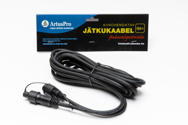 Kiirühendusega toitejuhtme pikendus  5m  - must kaabel