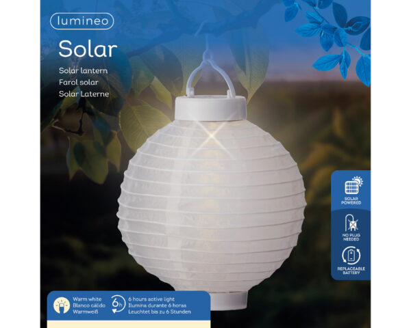 Solarvalgusti latern d20x h23cm soe valge