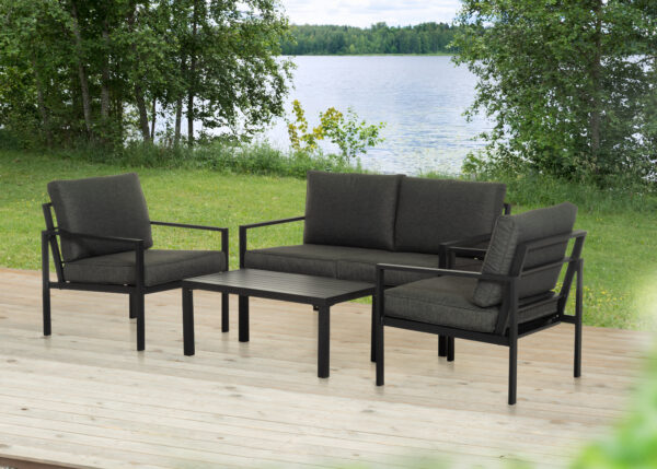 Aiamööbli komplekt Piazza must/tumehall