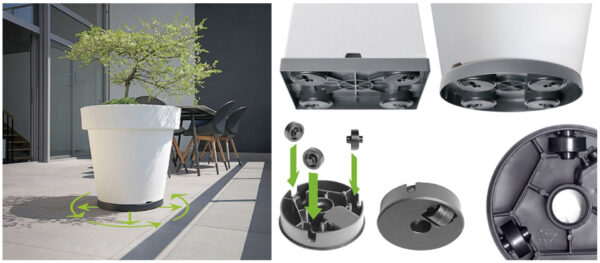 Lillepoti alus ratastega Ø26,5x h6cm hall