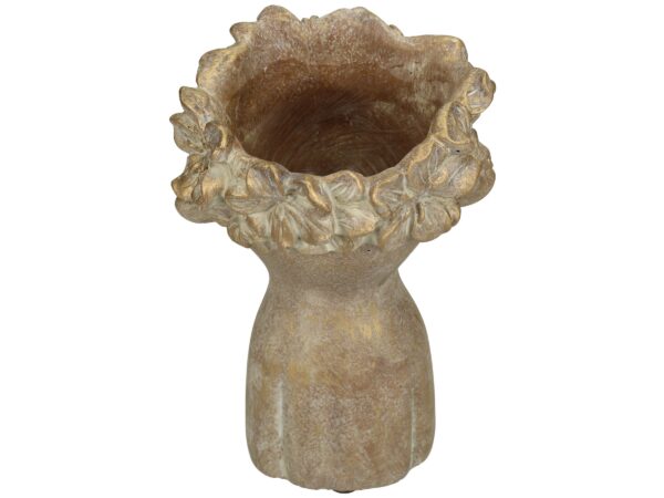 Lillepott nägu lilledega 12x12x18cm kuldne