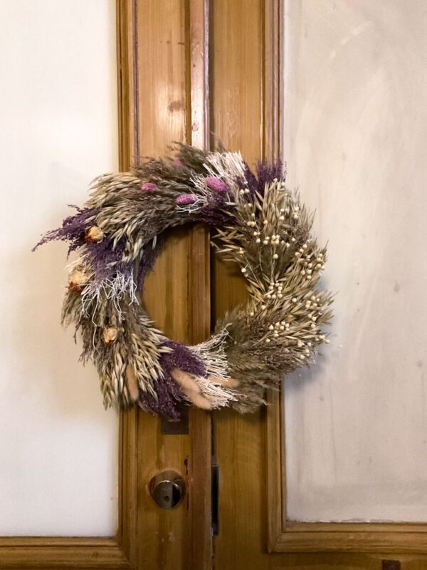 Pärg kuivatatud lilledest ja kõrkjatest d36cm