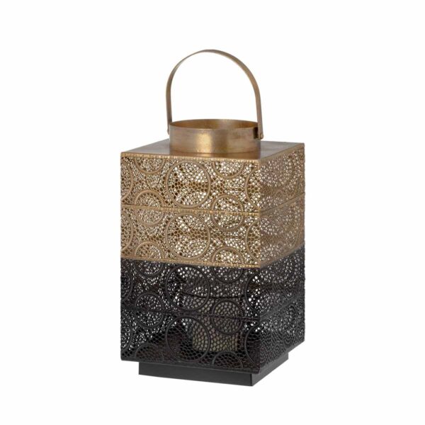 Latern Ellen must/kuldne 21x21x37cm