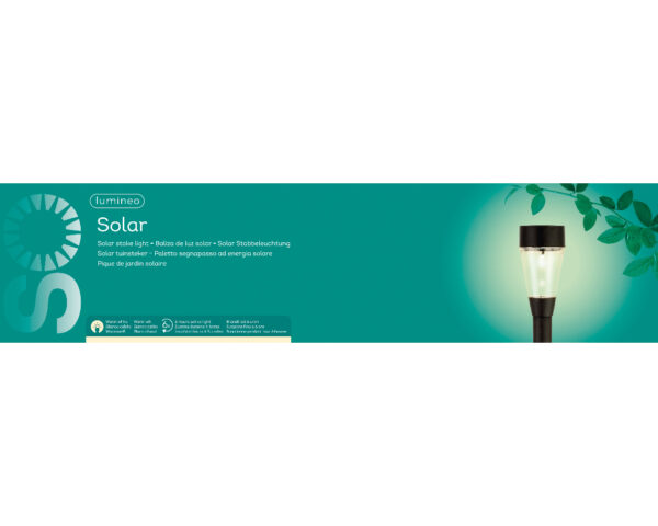 Solarvalgusti must 32cm soe valge