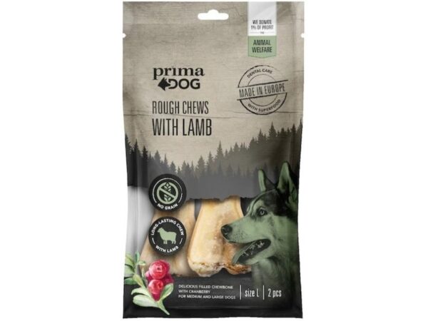 PrimaDog täidisega närimiskont lammas-jõhvikas,L,13.5cm,140g