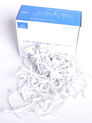 Jääpurikakujuline valguskardin 108LED (sh 18 vilkuvat) 2×1,5m jätkatav h50cm, valge kaabel, külmvalge LED IP67