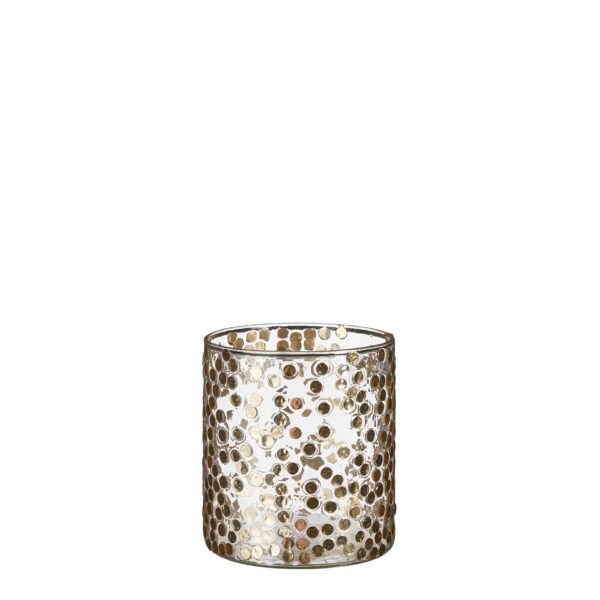 Küünlahoidja kuldset täpid h9x d8cm läbipaistev