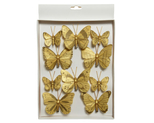 Liblikas klambril 10tk 8cm kuldne