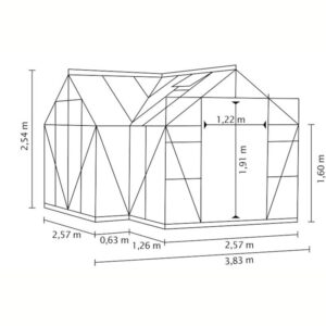 Klaaskasvuhoone Sirius värvitud alumiinium raam 13m²