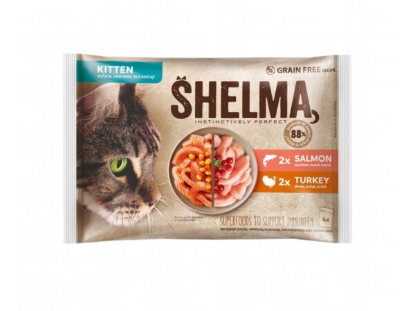 Shelma cat kitten 4x85g (salmon 2x,turke 2x)
