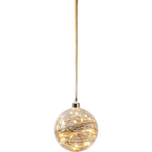 Klaaskuul riputatav soe valge 30LED 15cm kuldne pael