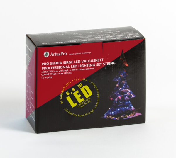 Jätkatav LED välikett 80L 12m - tumeroheline kaabel, külmvalge LED