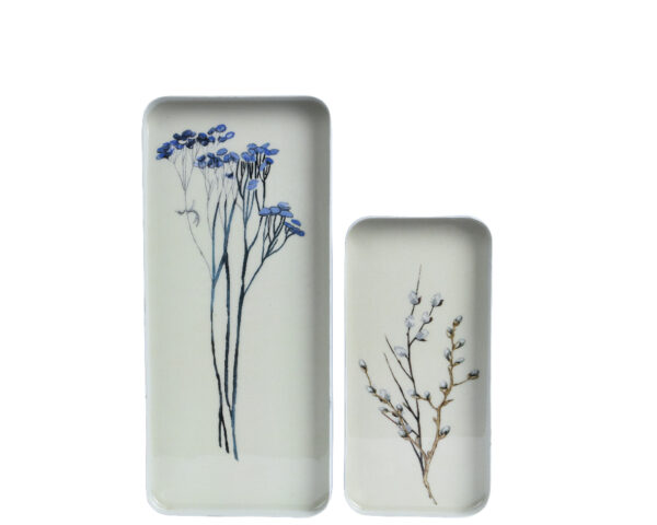 Deko kandik sinine kipslill 28x12,5x h1,5cm valge